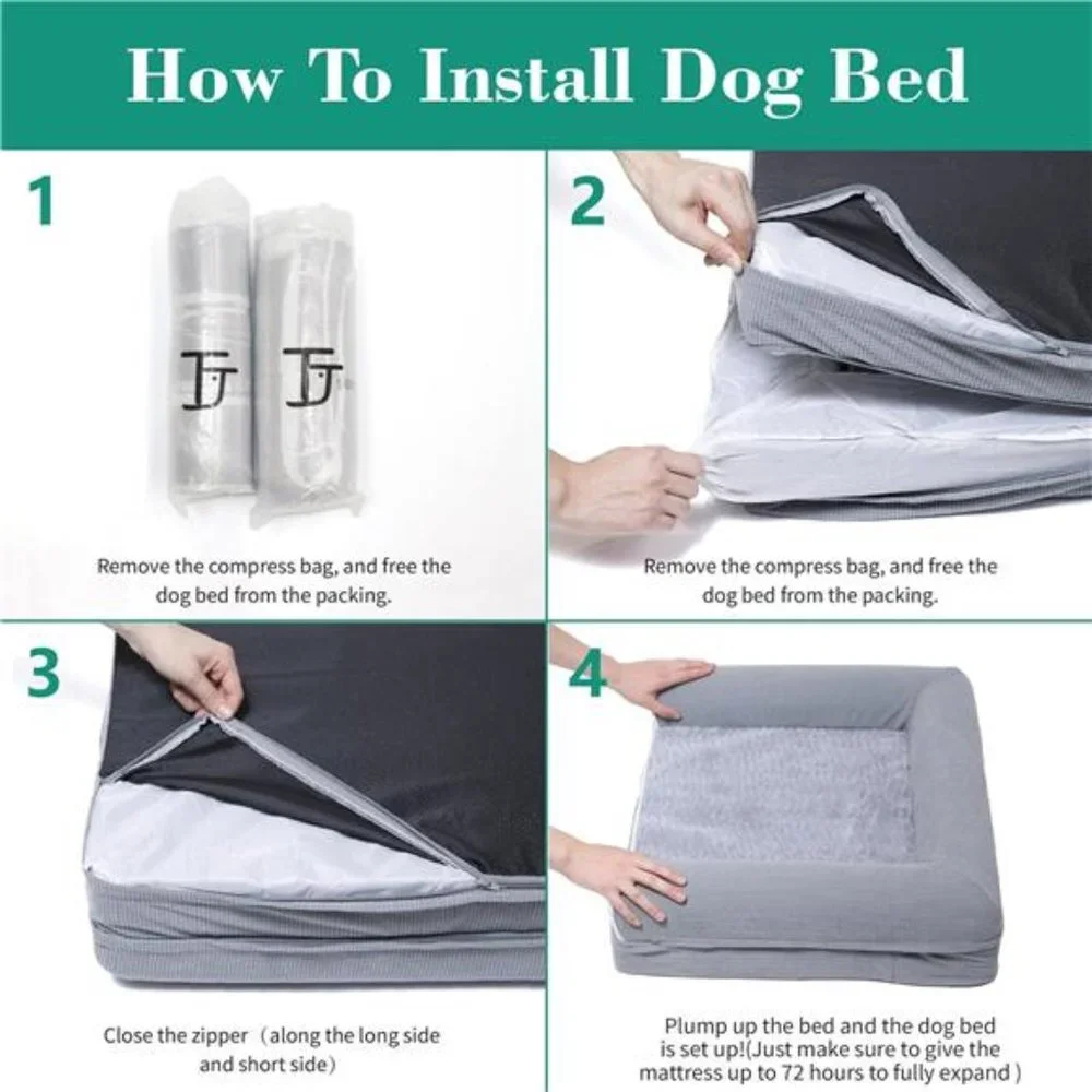 Orthopedic Dog Beds, Waterproof Lined  with Removable and Washable Cover